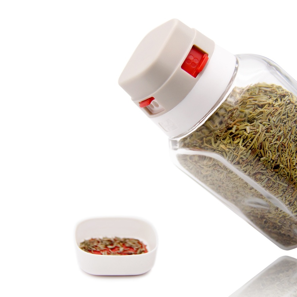 Sysler Multi-Spout Glass Spice Jar Salt Pepper Shaker Container w/ Measurement